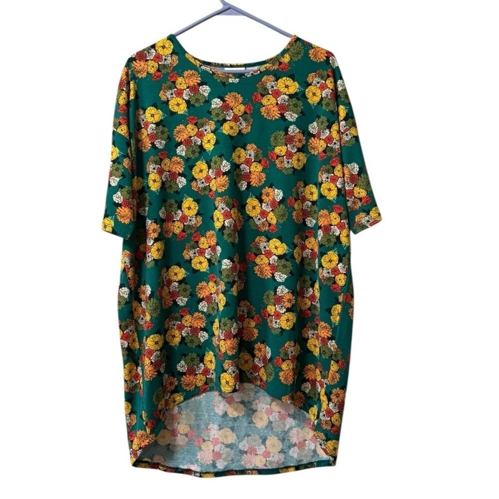 LuLaRoe Irma Top Colorful Sz Small Floral Hi Low Teacher Travel Loungewear‎ NWT